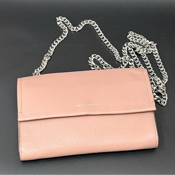 VINCE CAMUTO Zosia Pebbled Leather Crossbody Bag in Vintage Quartz Old Rose Pink - Picture 1 of 16